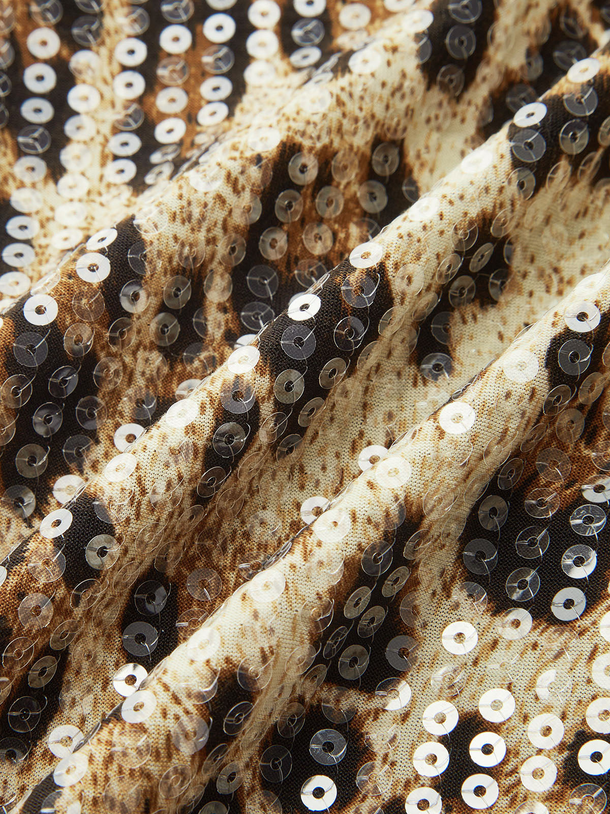 Leopard Print Sequin Mini Skirt