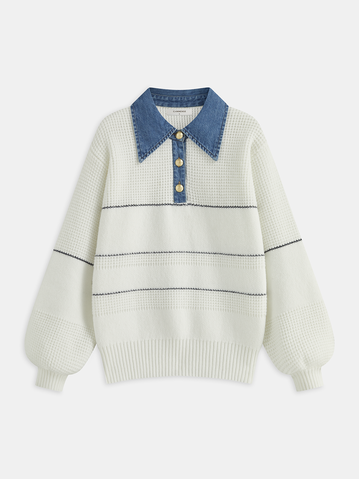 Denim Collar Striped Sweater
