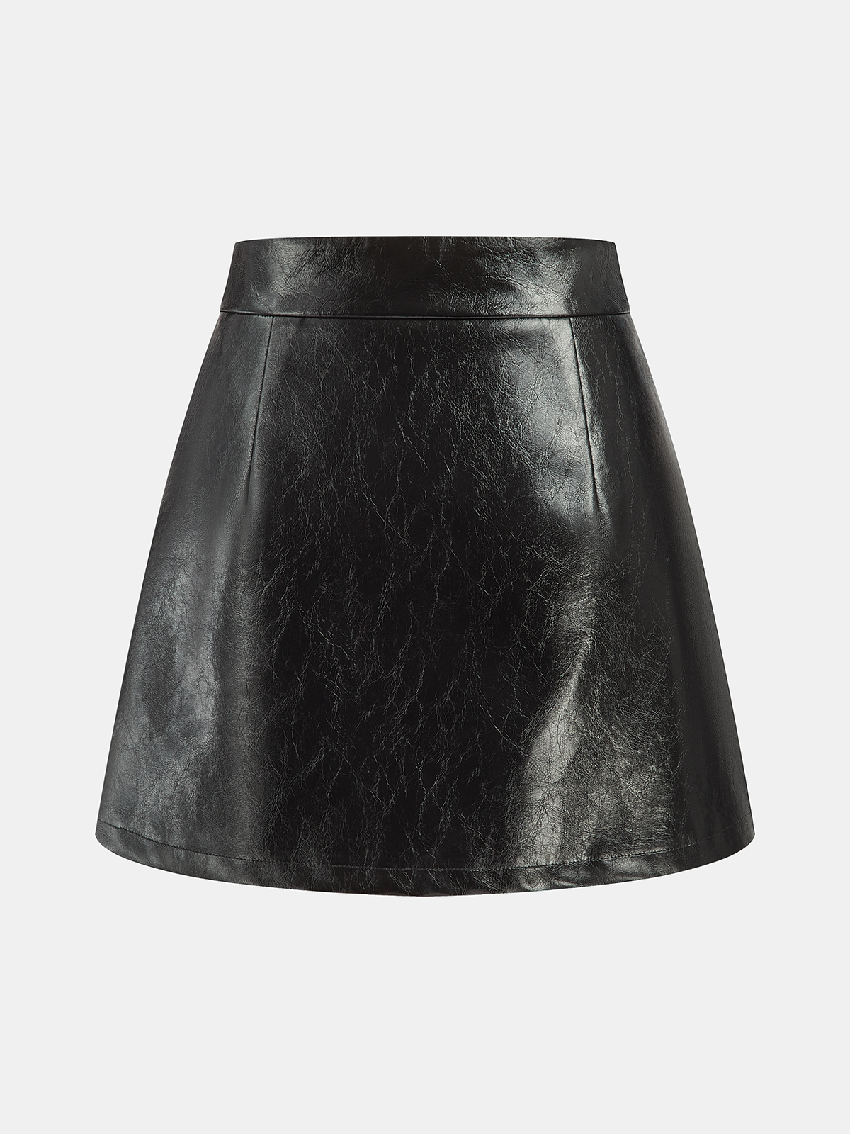 Contrast Pleated Faux Leather Mini Skirt