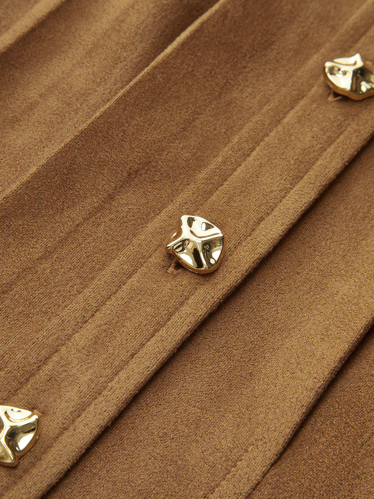 Pleat Collared Suede Effect Shirt