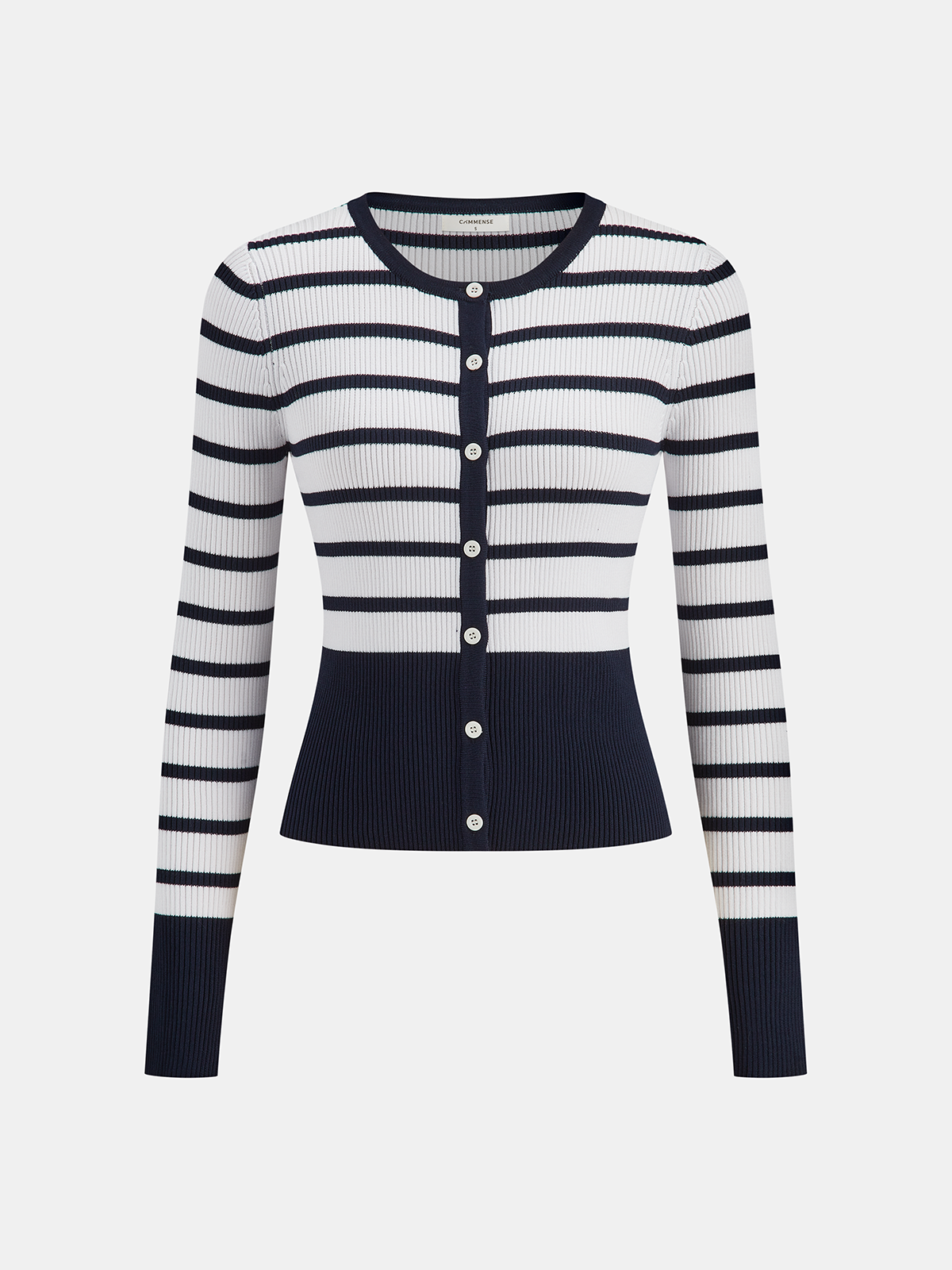 Striped Ribbed Knit Cardigan