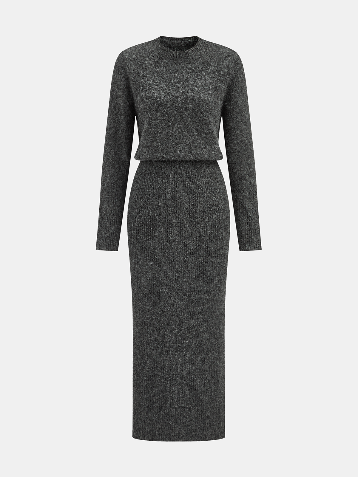 Wool-Blend Fuzzy Midi Dress