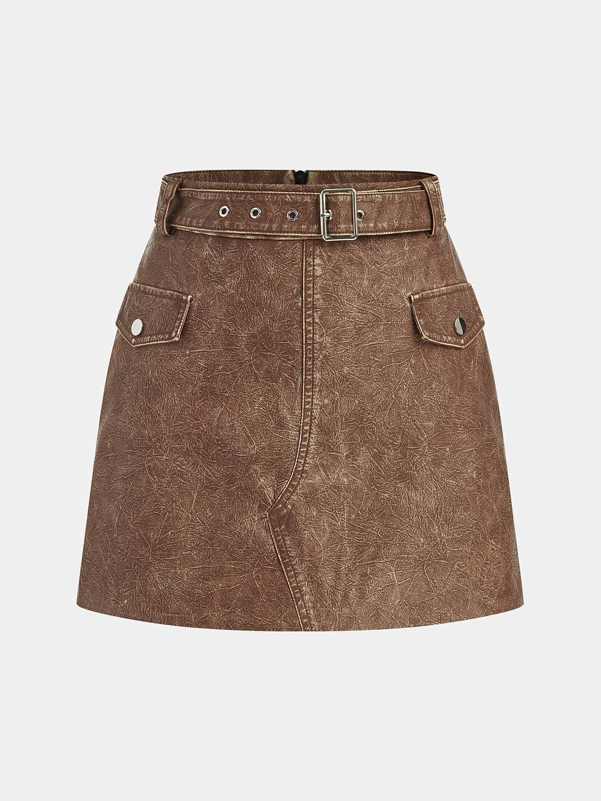 Minirock aus Kunstleder mit Gürtel