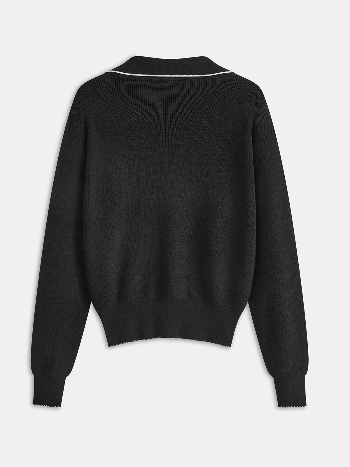 Contrast Trim Polo Knit Top