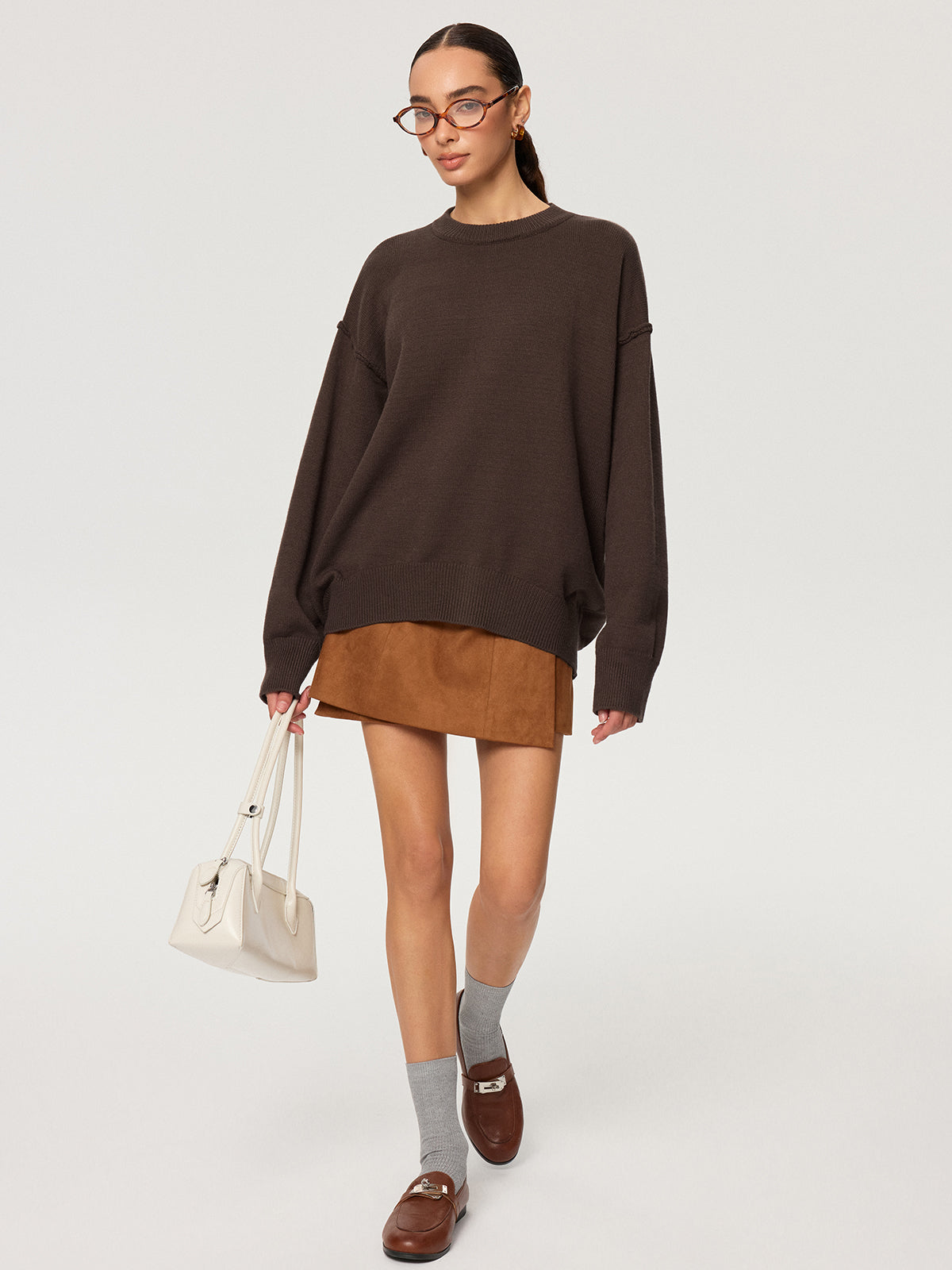 Oversize Strickpullover mit Rundhalsausschnitt