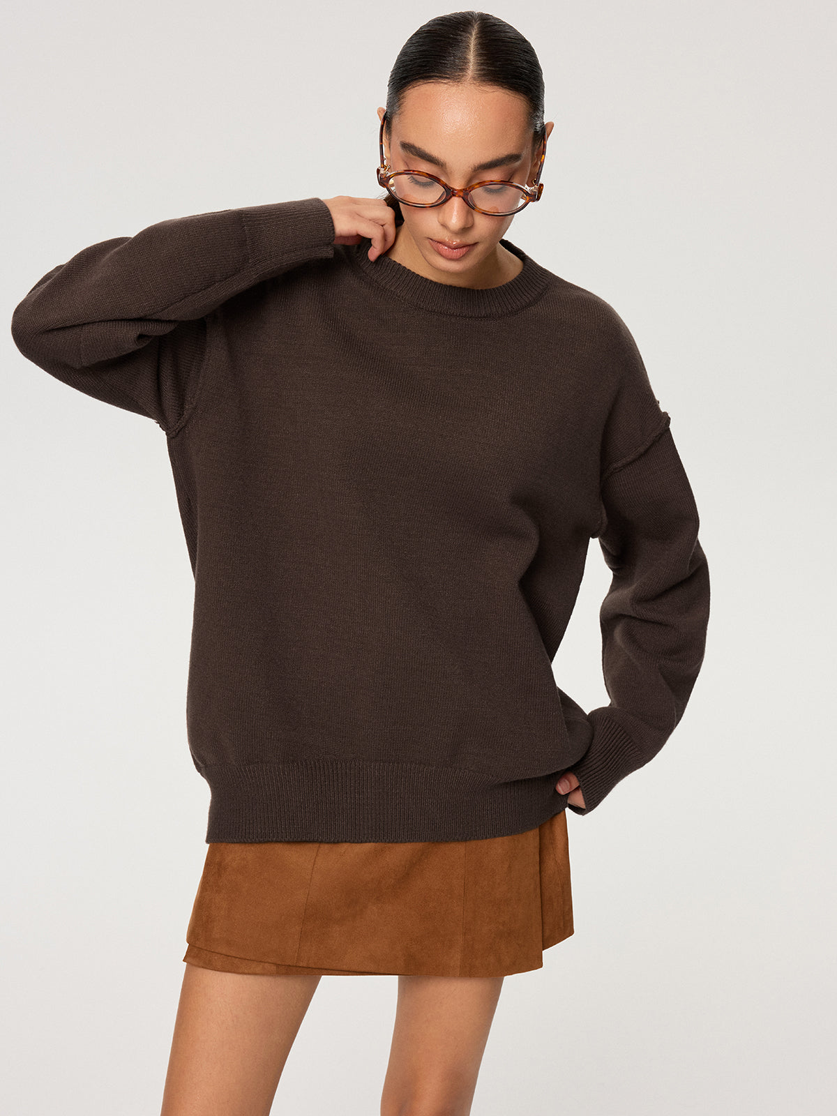 Oversize Strickpullover mit Rundhalsausschnitt