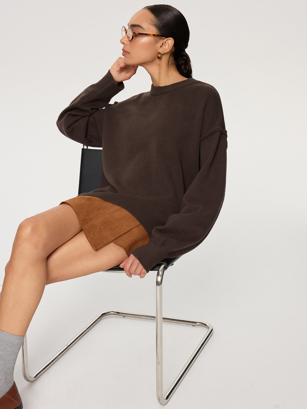 Crew Neck Oversized Knit Sweater