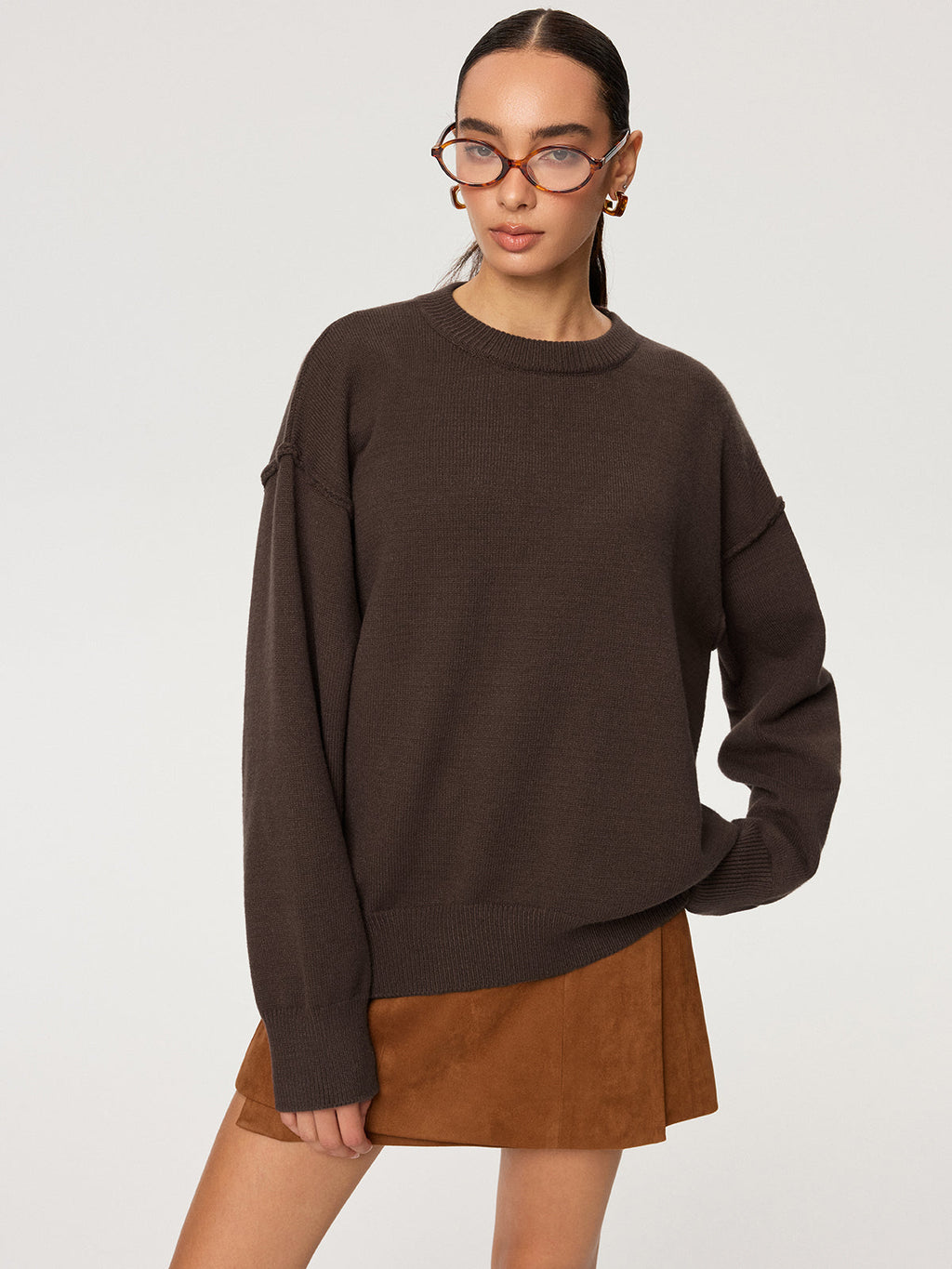 Crew Neck Oversized Knit Sweater