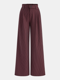 Pantalon ample à rayures fines et à taille asymétrique