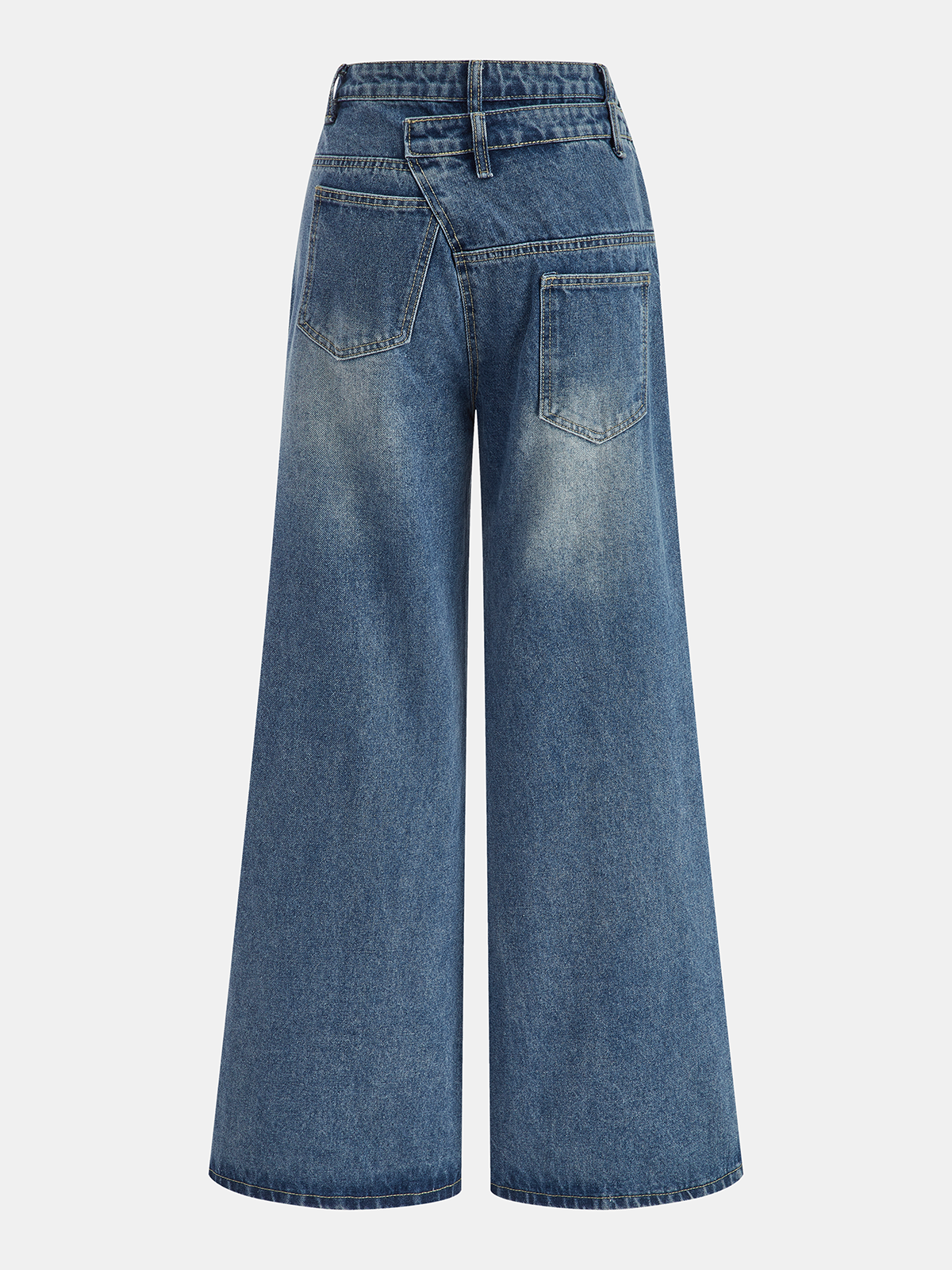 Asymmetrische Denimhose mit Knopfverschluss