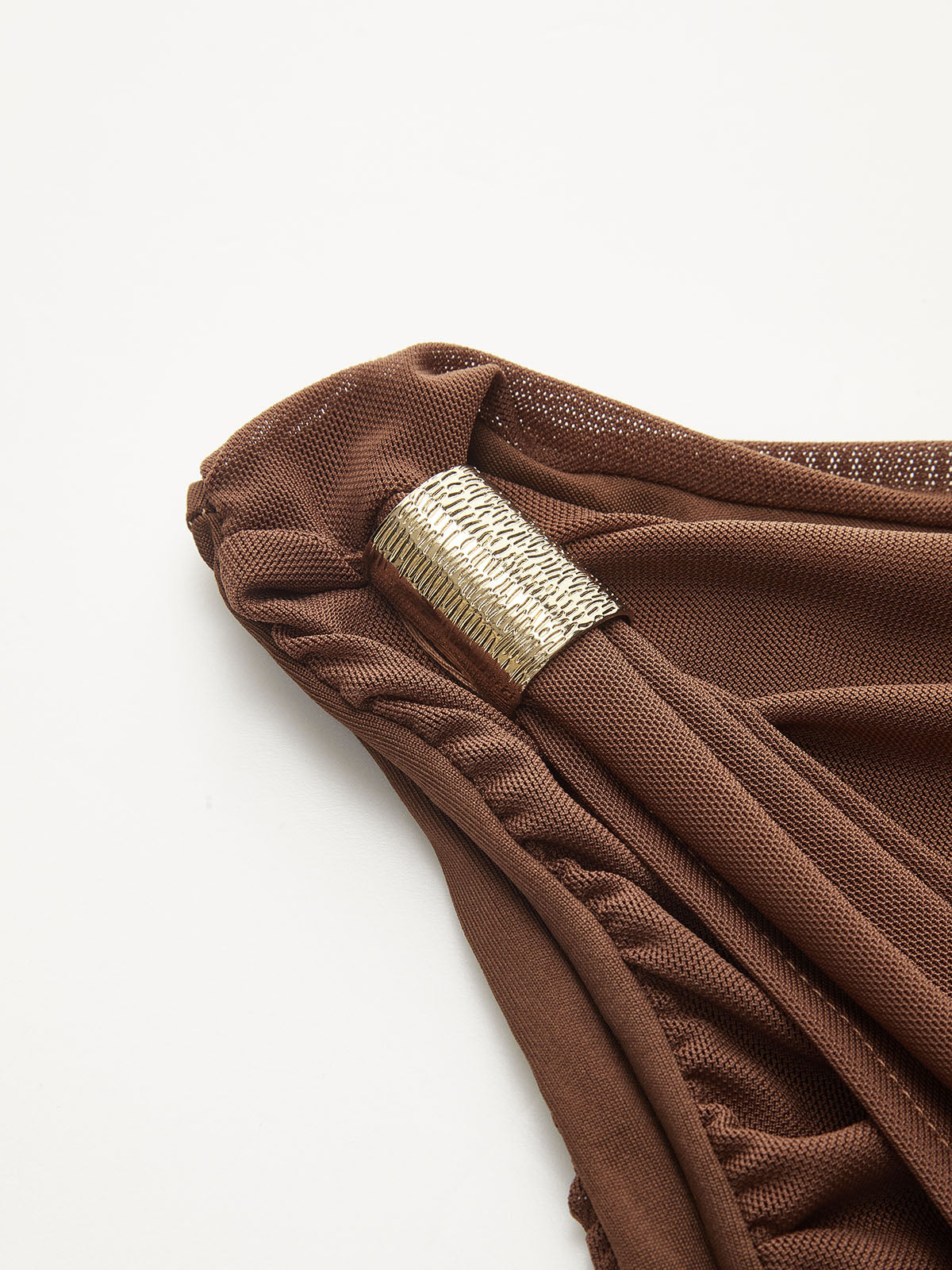 Ruched Off-shoulder Top with Metal Decor