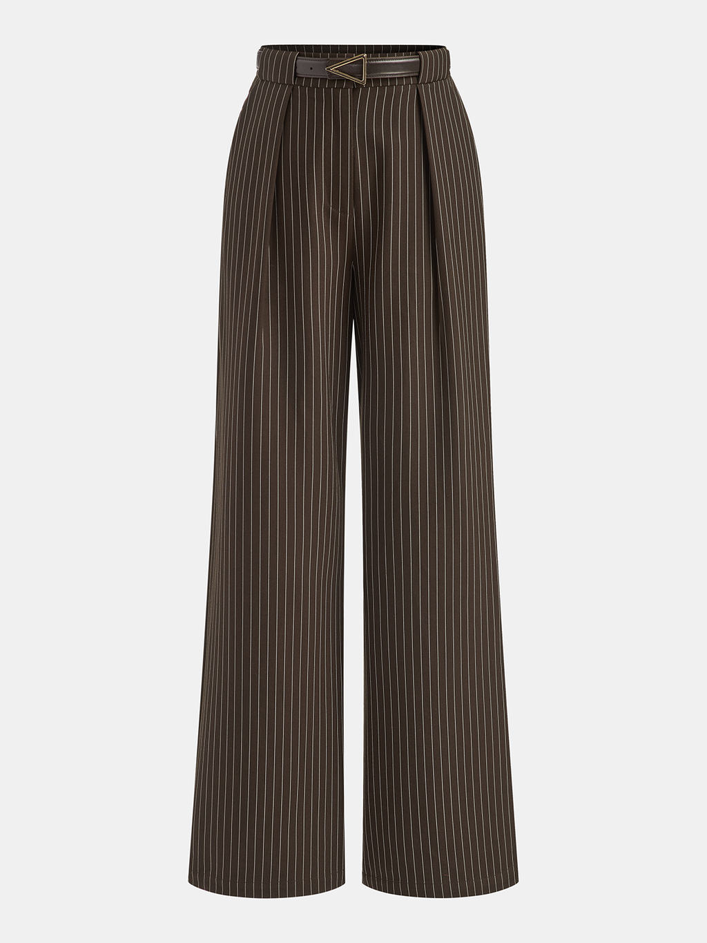 Pantalon rayé taille mi-haute avec ceinture