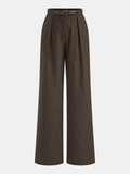 Pantalon rayé taille mi-haute avec ceinture
