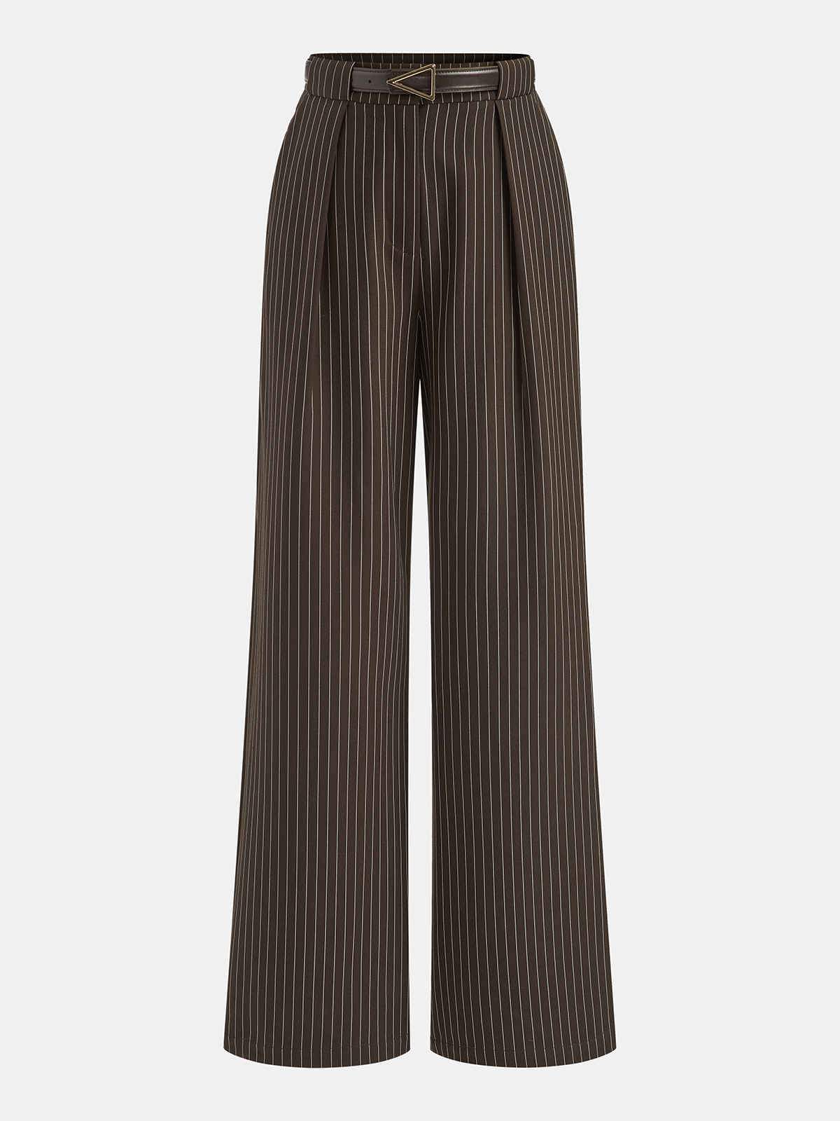 Mid-Waist Pinstripe Belted Pants