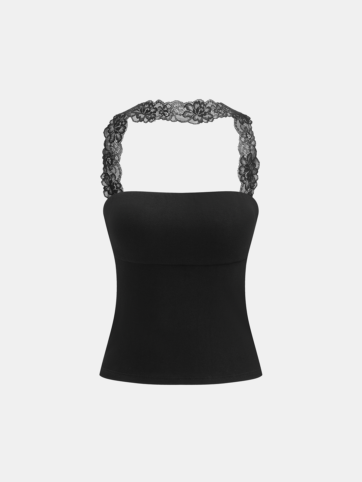 Rückenfreies Tanktop mit Spitzen-Trägern und ohne BH