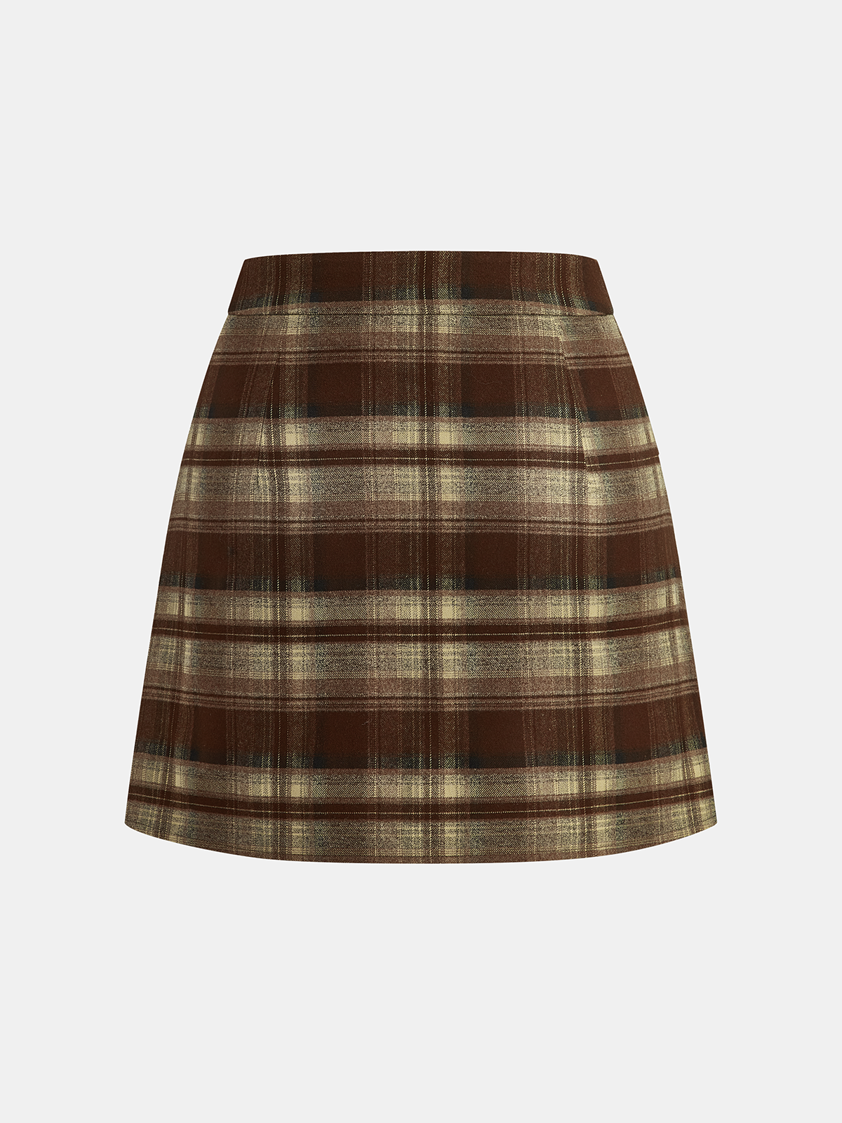 Plaid Asymmetric Pleated Mini Skirt