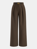 Gestreifte Bundfaltenhose mit Gürtel