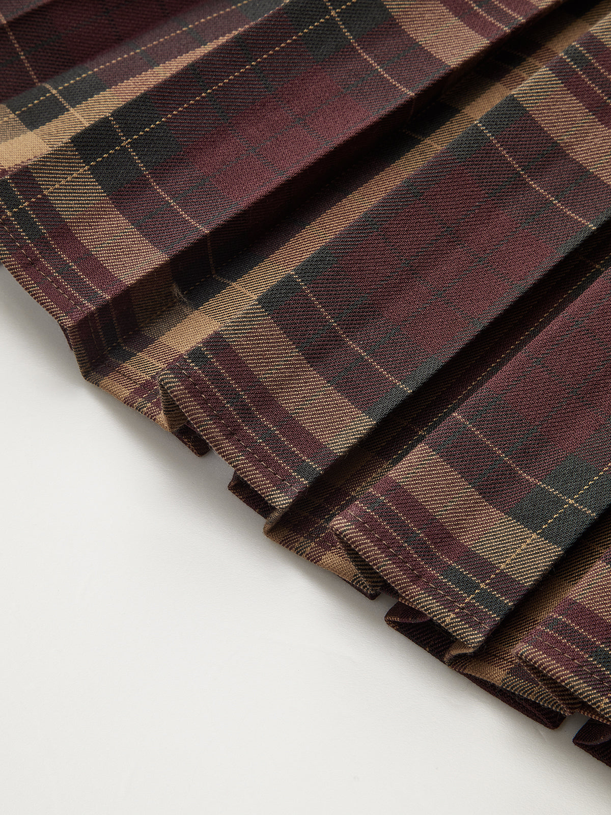 Metal Detail Plaid Sleeveless Pleated Mini Dress