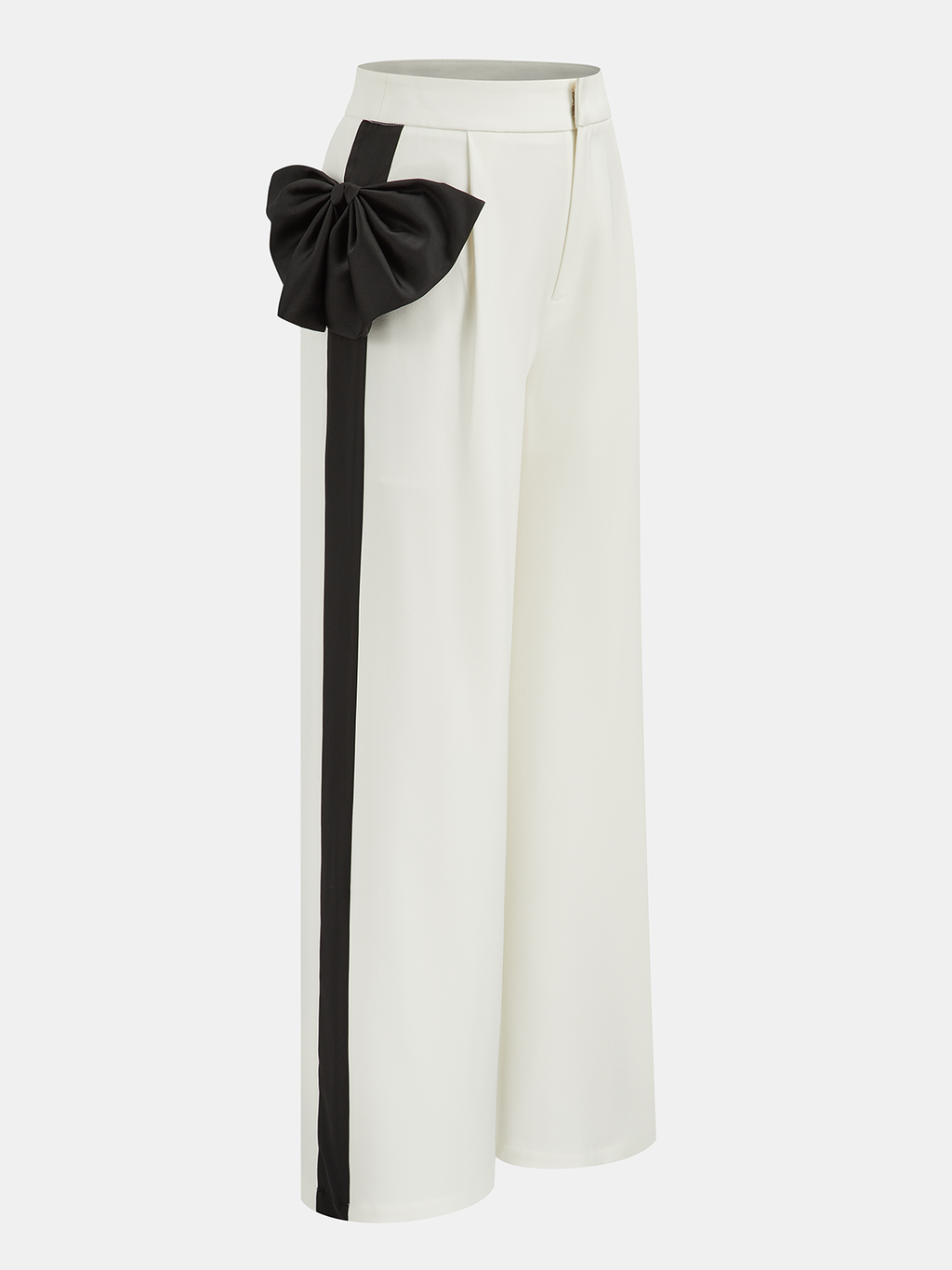 Pantalon large asymétrique à nœud contrastant