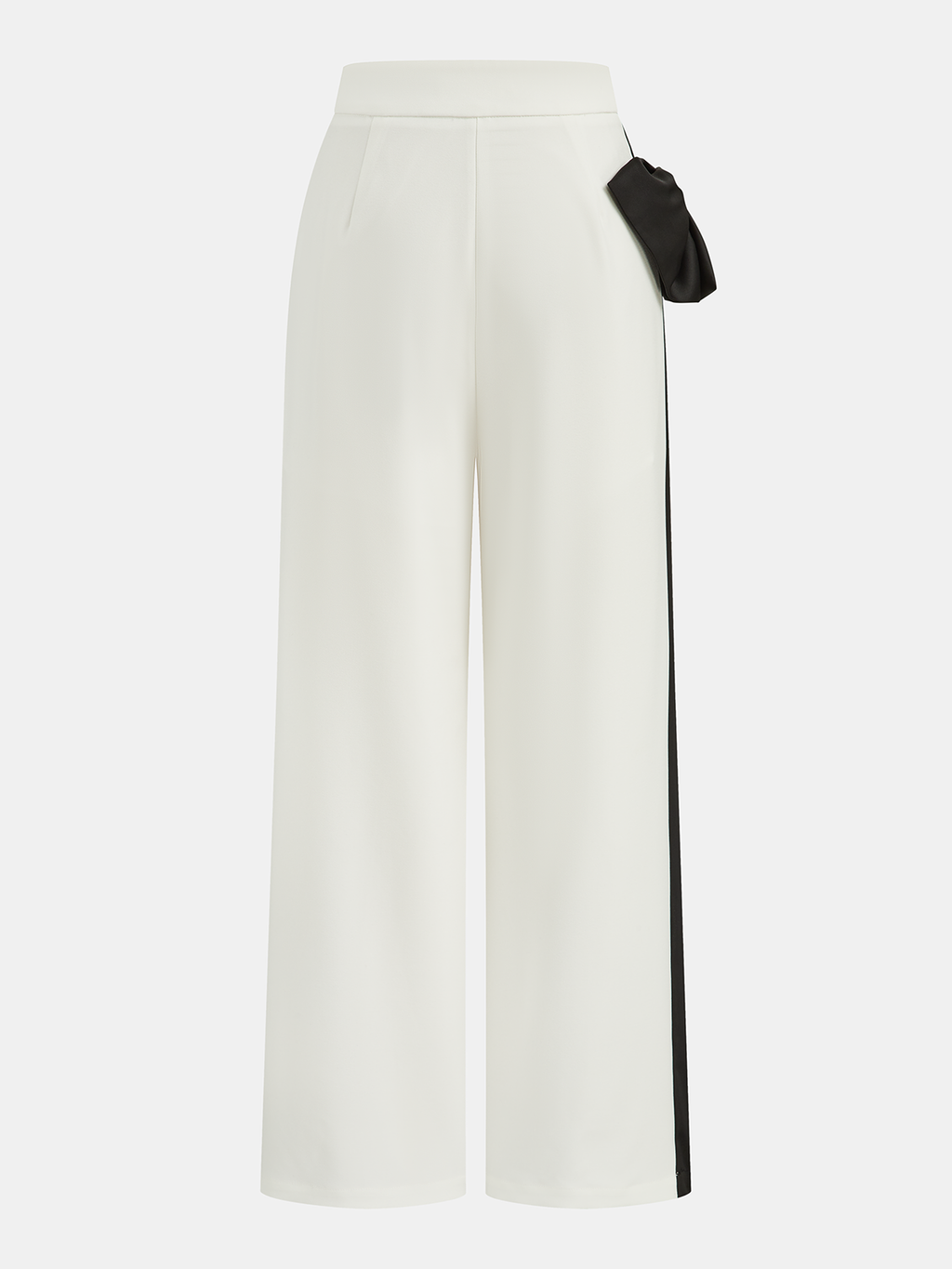 Pantalon large asymétrique à nœud contrastant