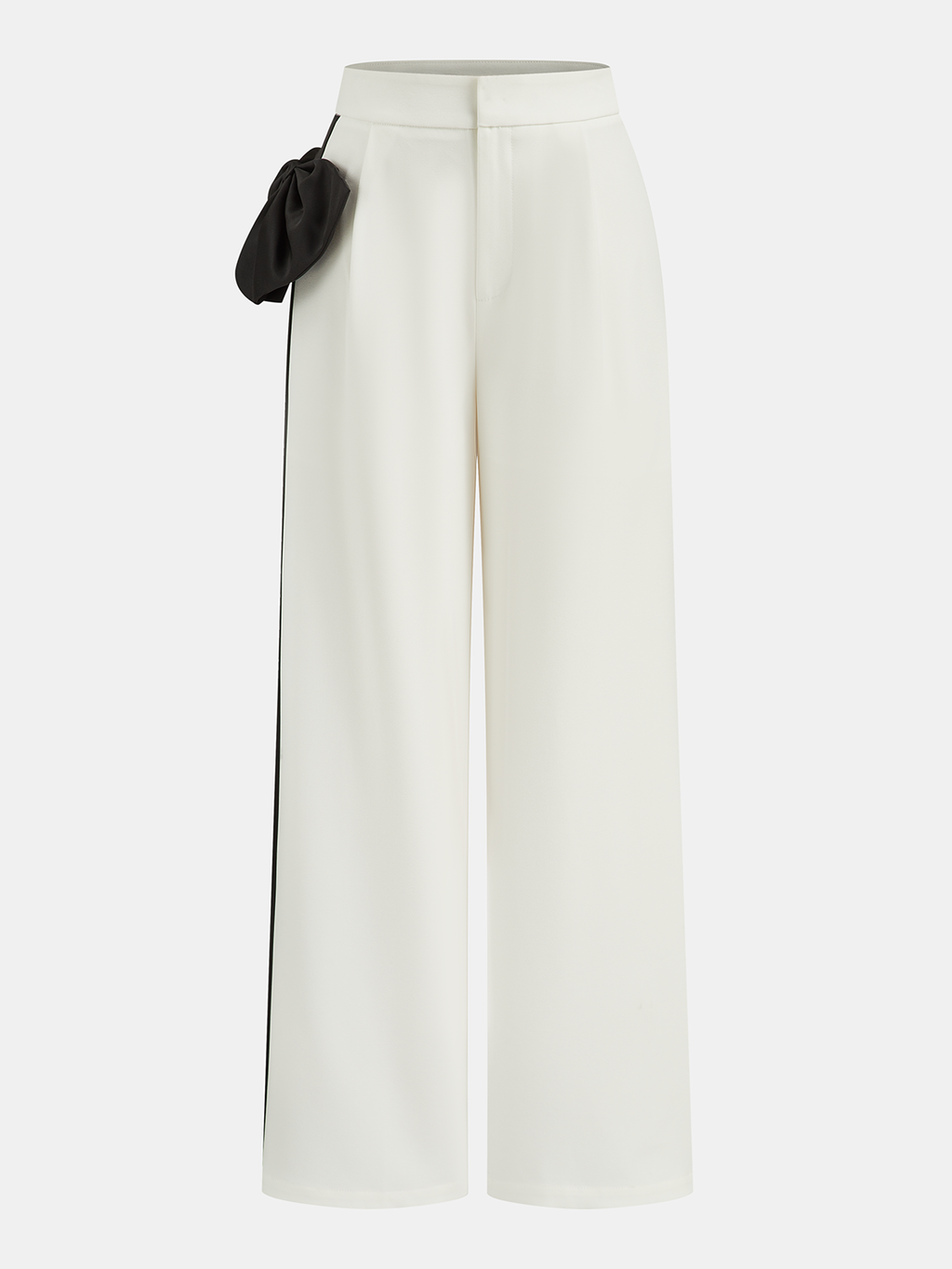 Pantalon large asymétrique à nœud contrastant