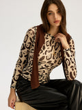 Leopard Mesh Langarm-Oberteil