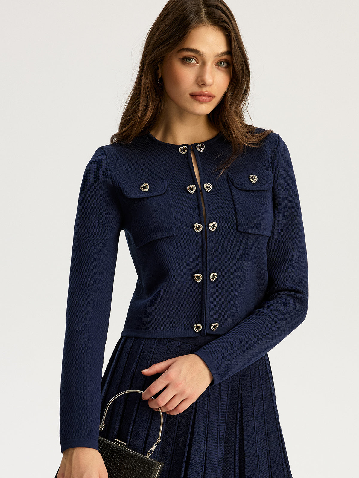 Cardigan mit Herzpaar-Knöpfen