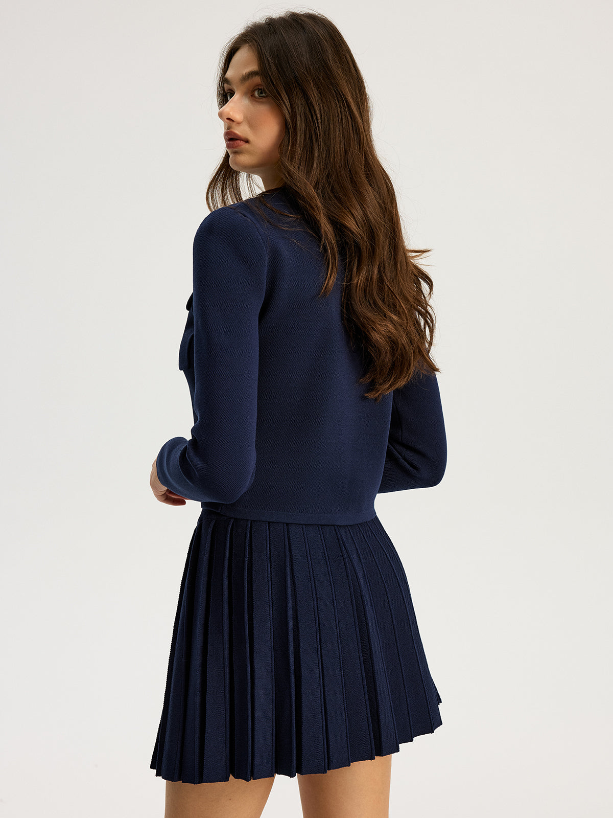 Knit Pleated Mini Skirt