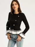 Pullover mit gerüschtem Saum und Kontrastdetails