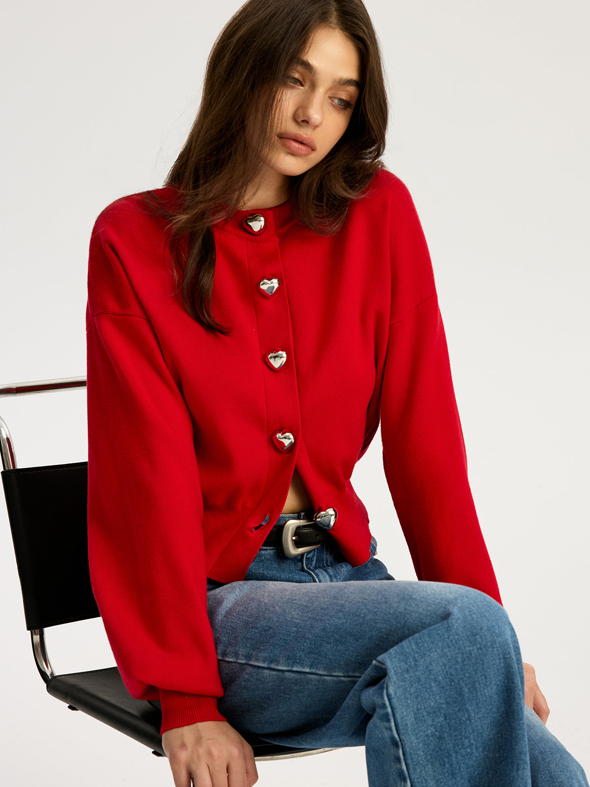 Heart Shape Button Sweater