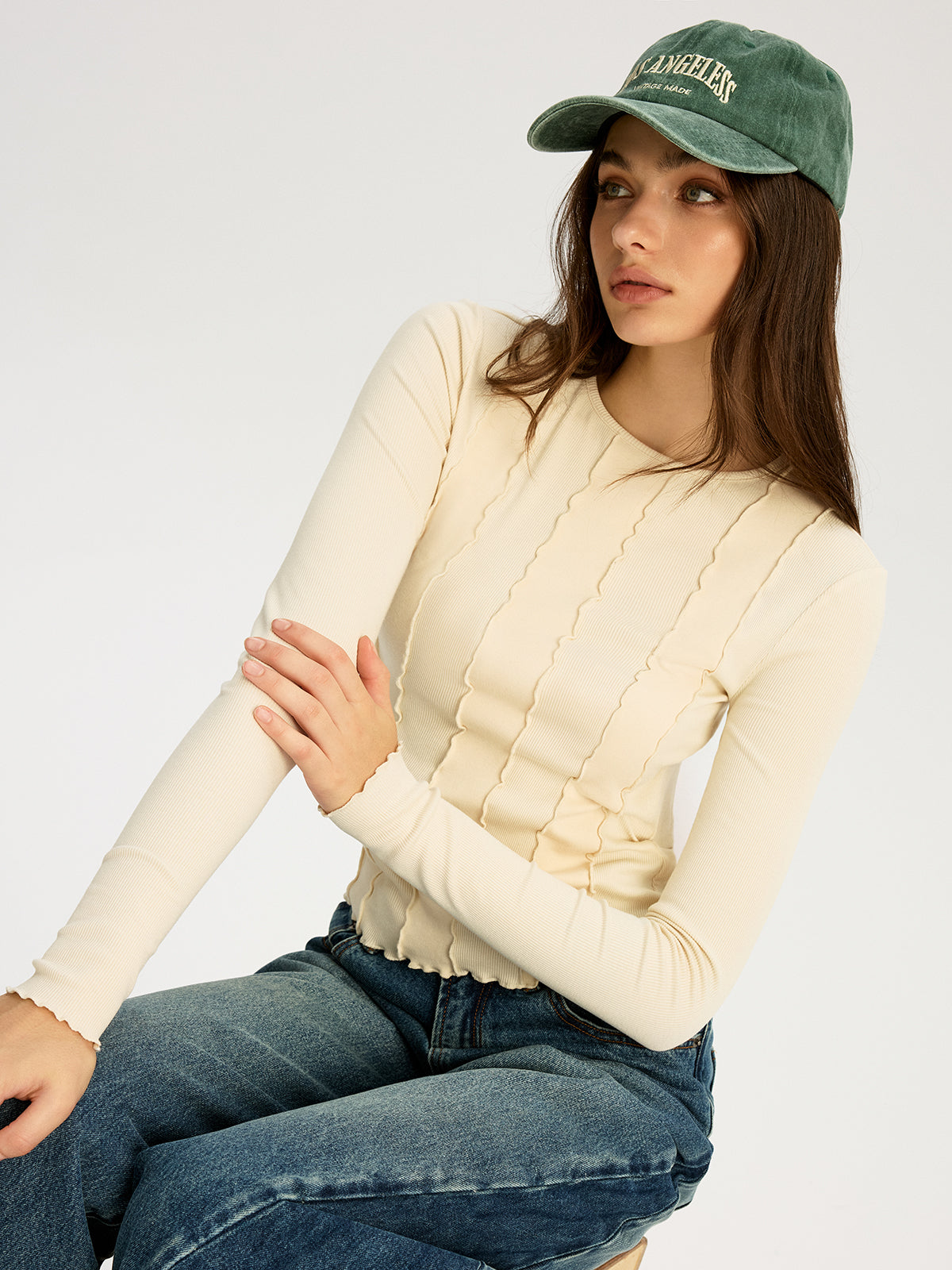 Seam Detail Ribbed Jersey Top