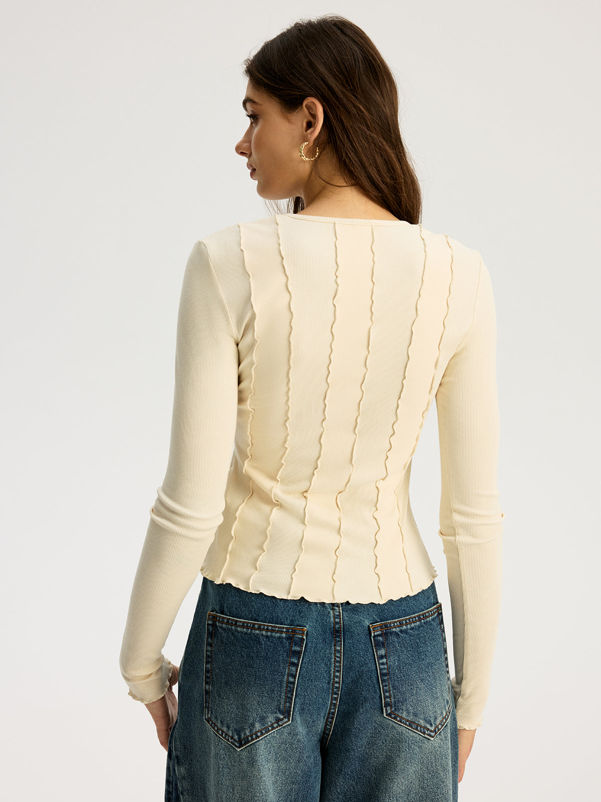 Seam Detail Ribbed Jersey Top