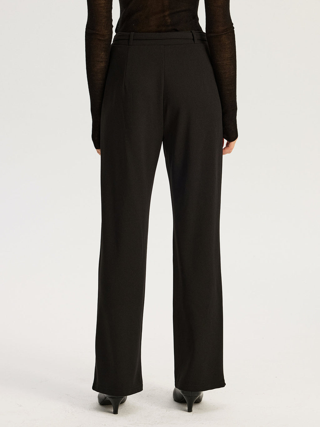 Straight-Leg Pants with Metal Chain Belt