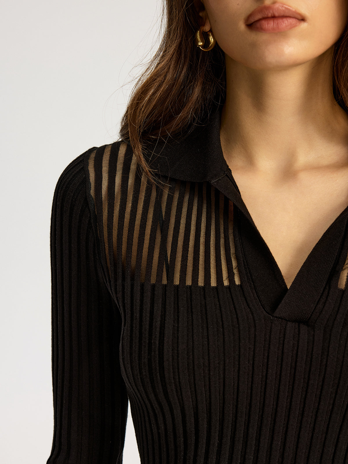 Haut en maille côtelée à col 