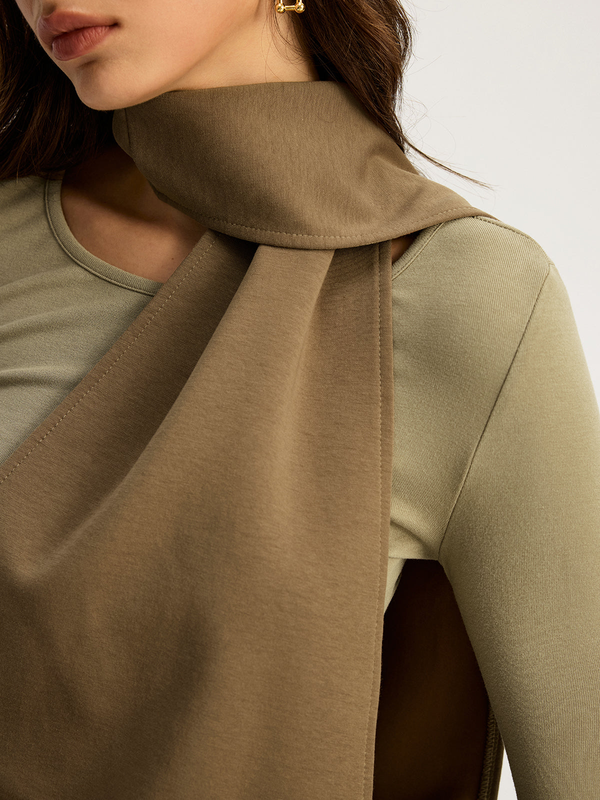 2 in 1 Long Sleeve Halter Neck Belted Maxi Dress