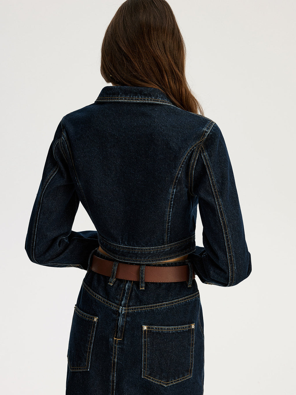 Zip Front Cropped Denim Jacket