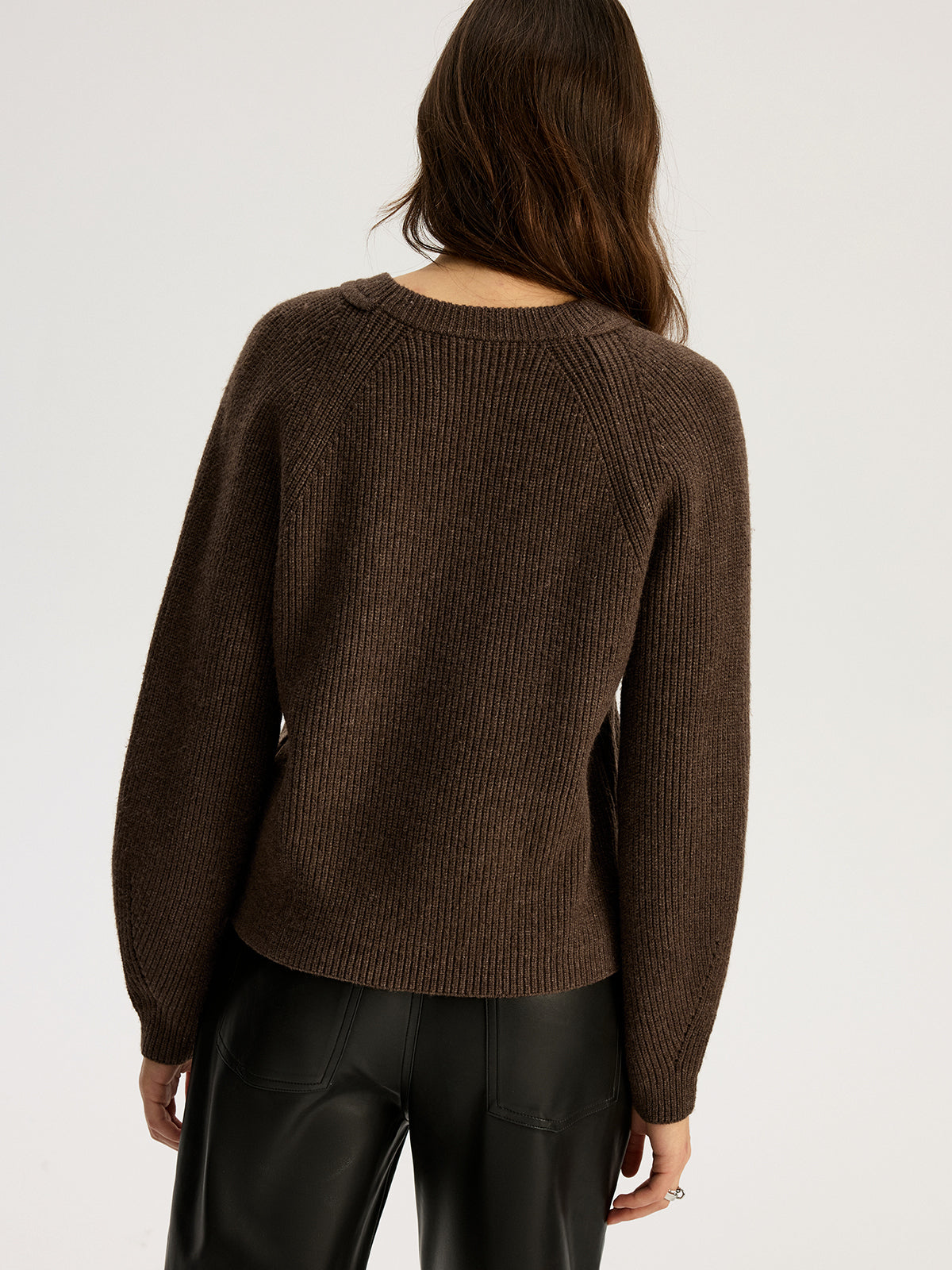 Cut-out Ribbed Knit Sweater