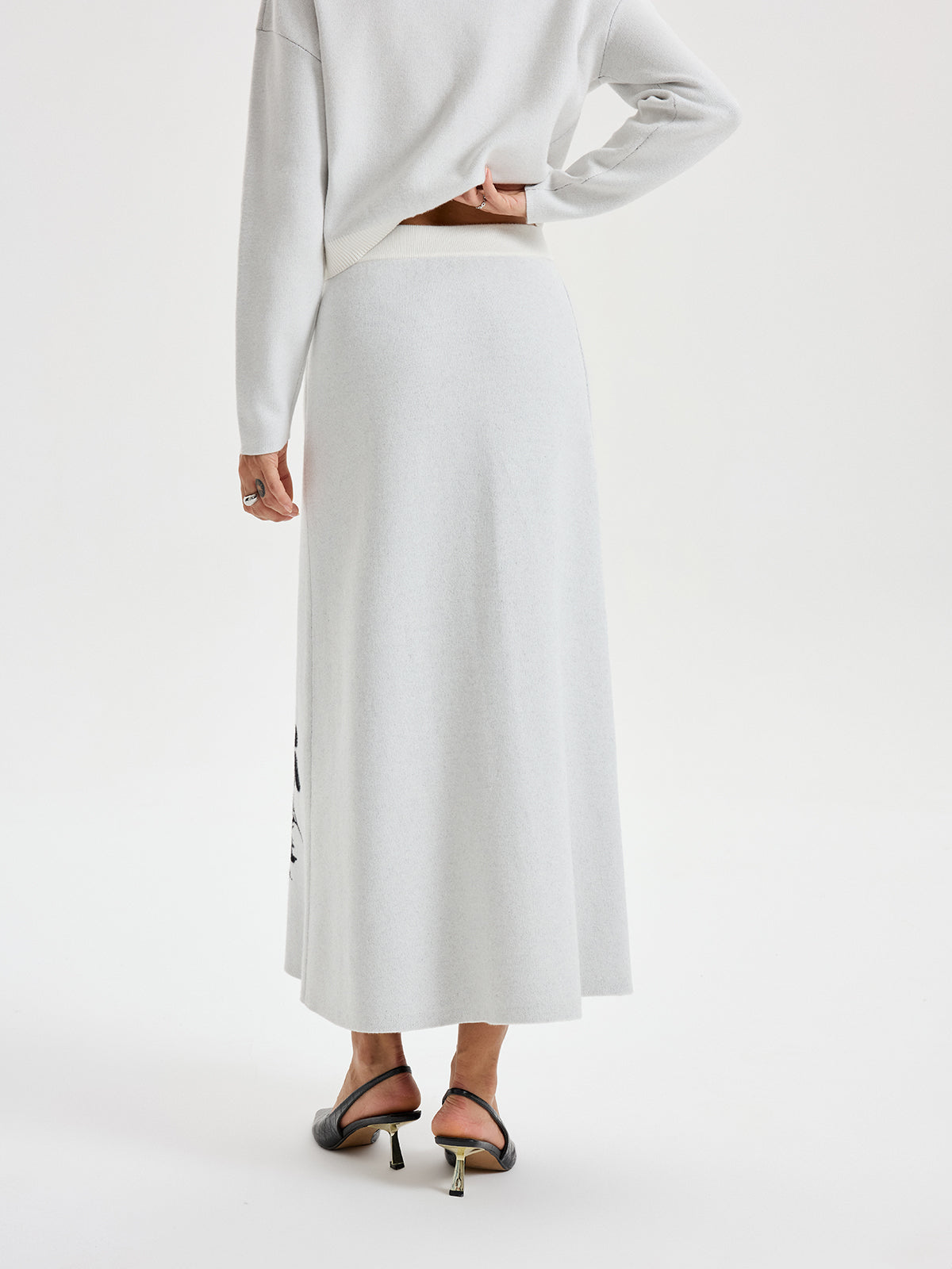 Ink-Wash Painting Pattern Knit Maxi Skirt