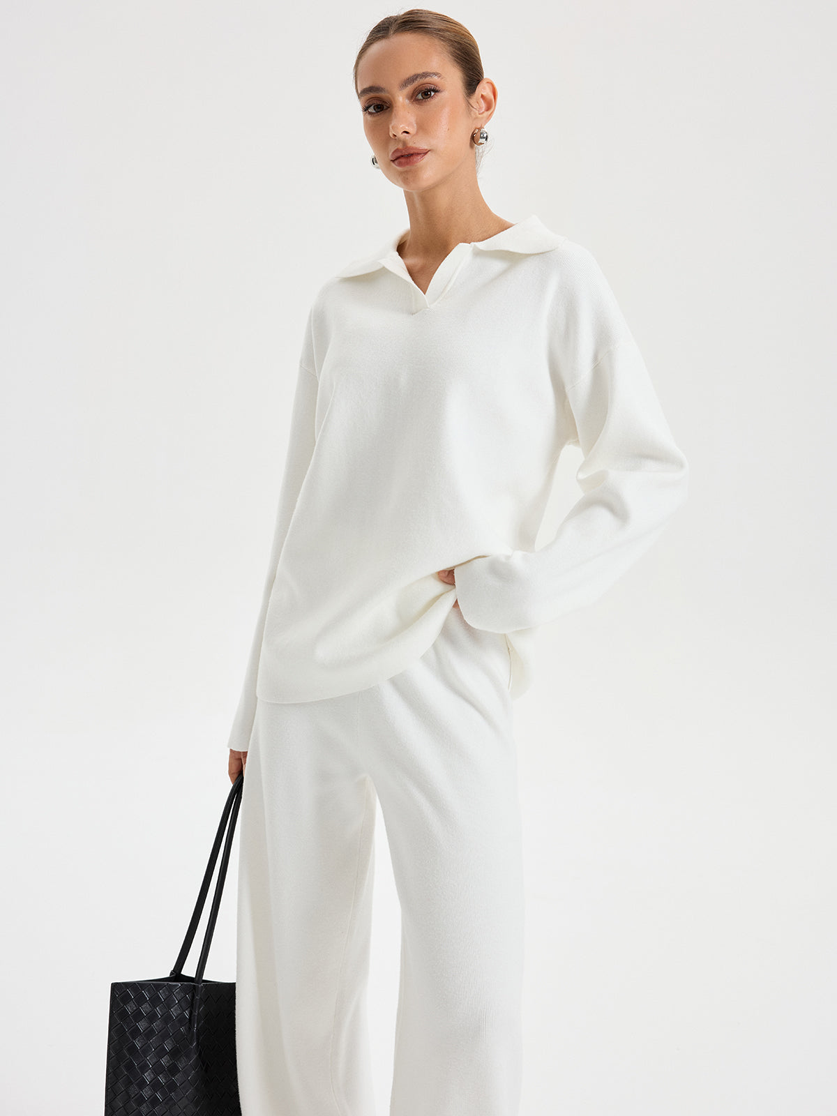 Oversized-Polo-Pullover- und -Hosen-Set
