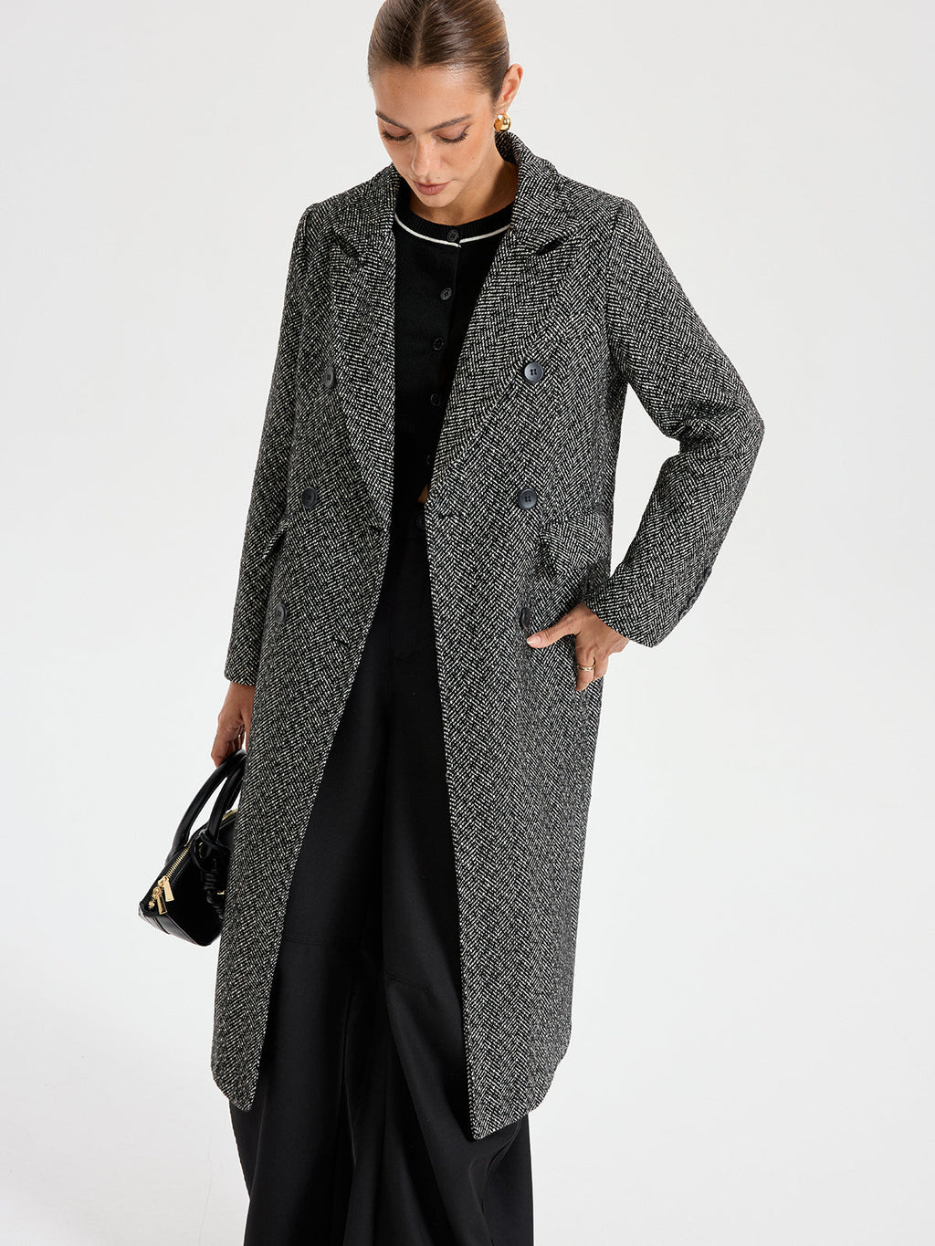 Wool Blend Double Breasted Coat