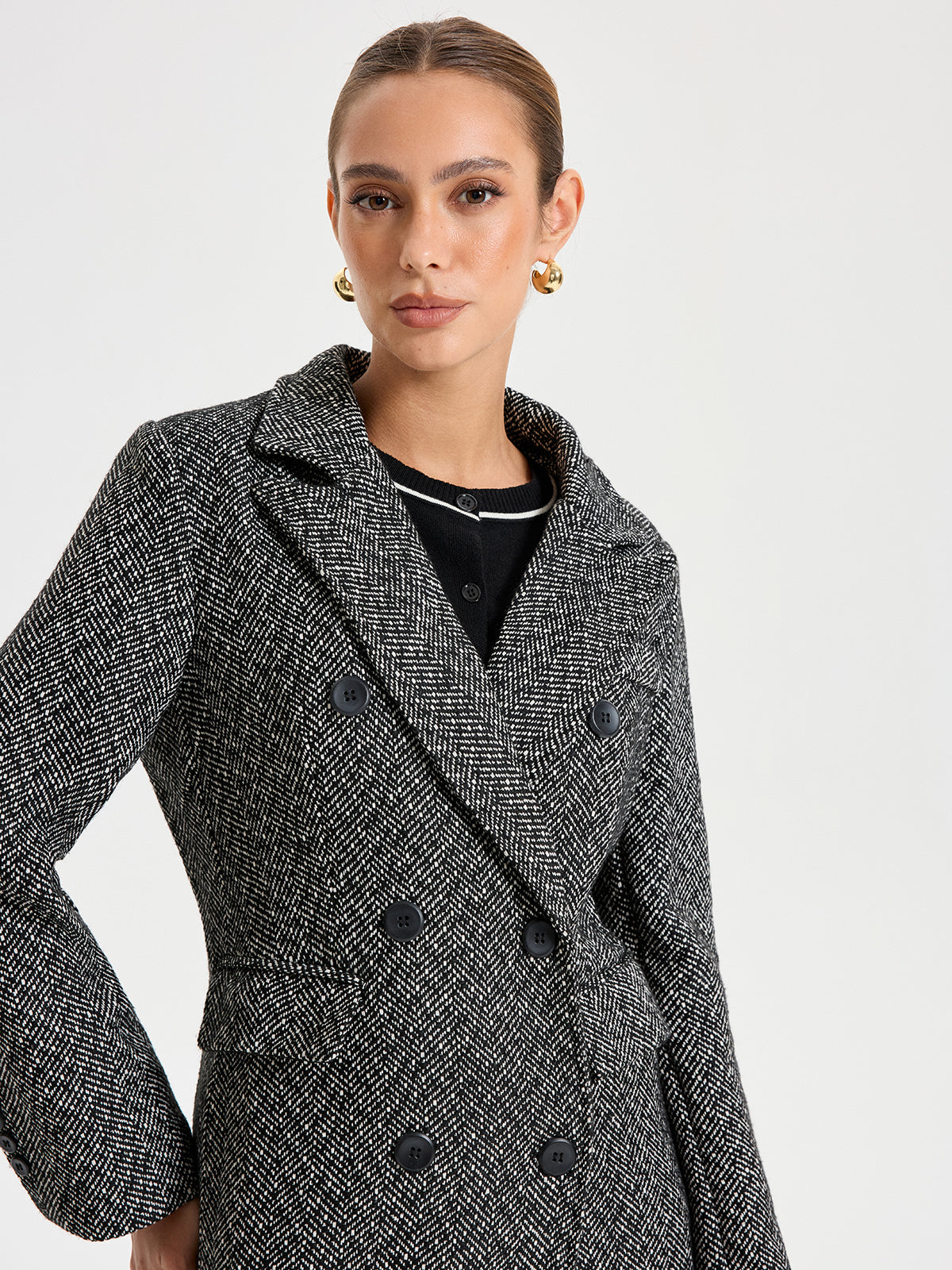 Wool Blend Double Breasted Coat