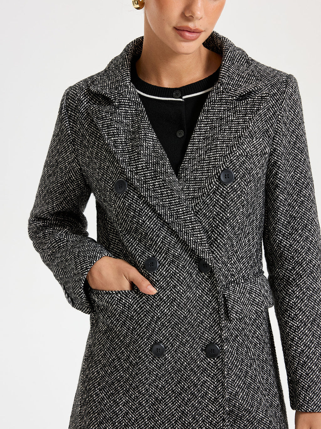 Wool Blend Double Breasted Coat
