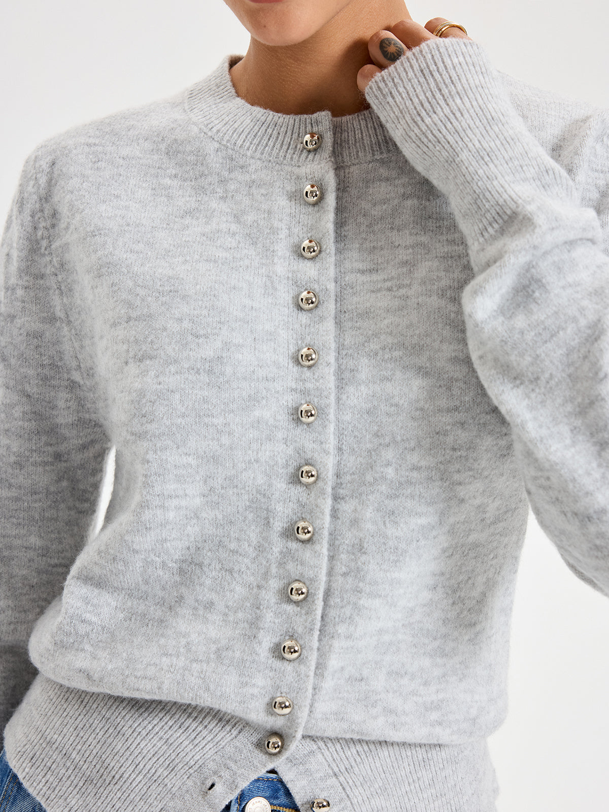 Cardigan boutonné à col rond
