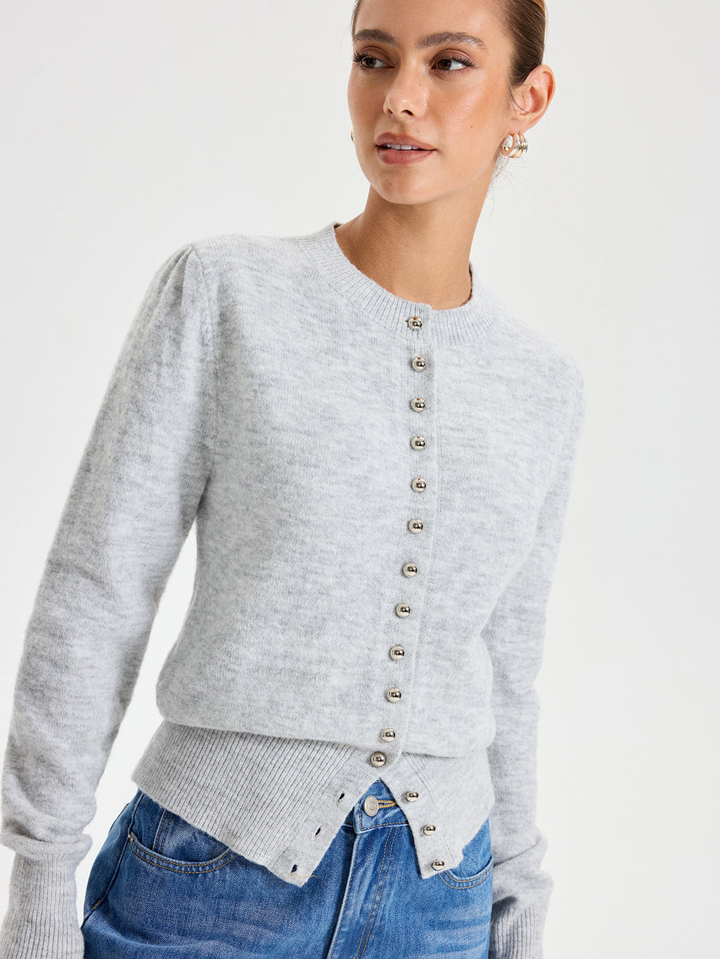 Cardigan boutonné à col rond