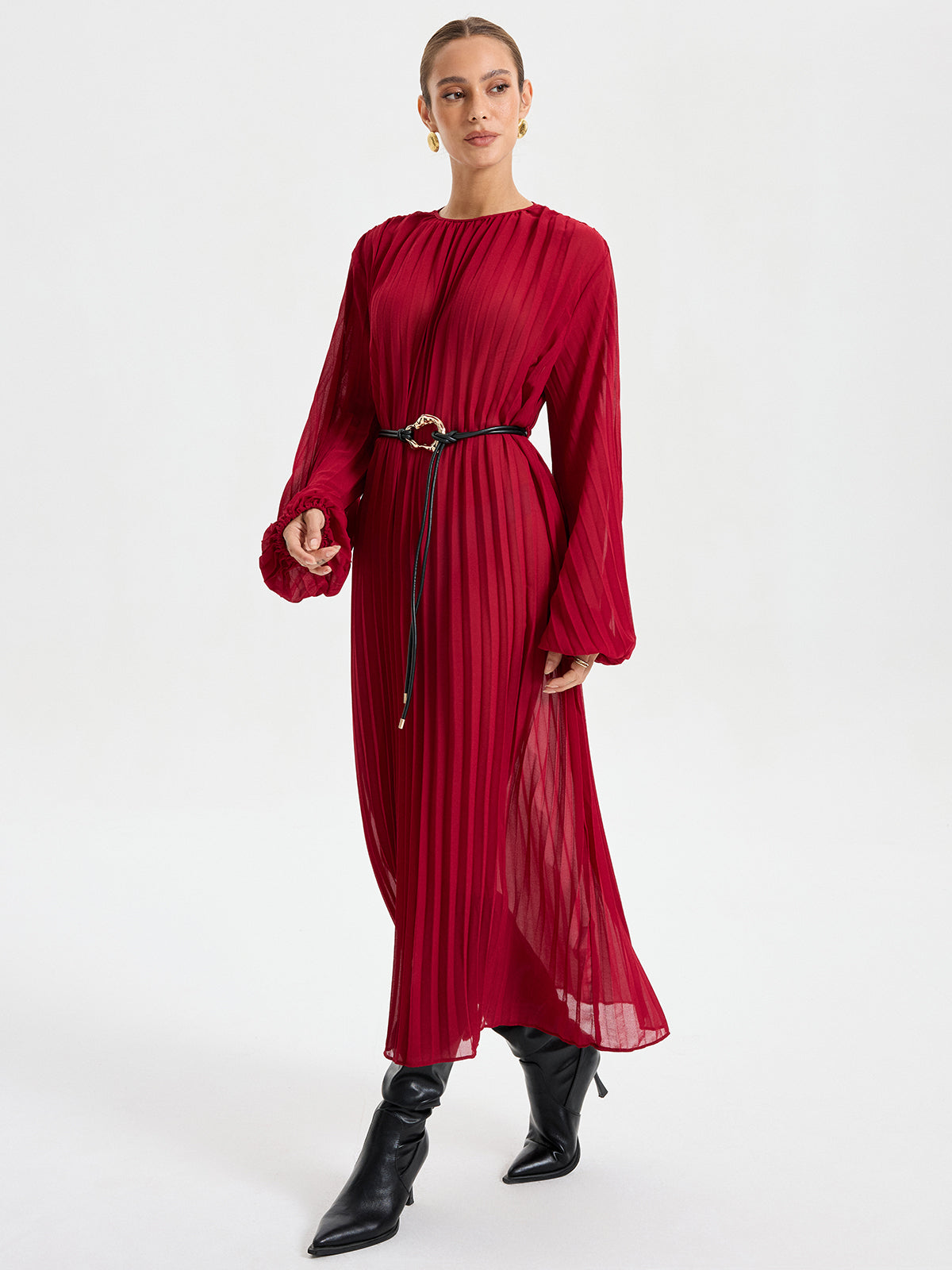 Robe longue plissée 