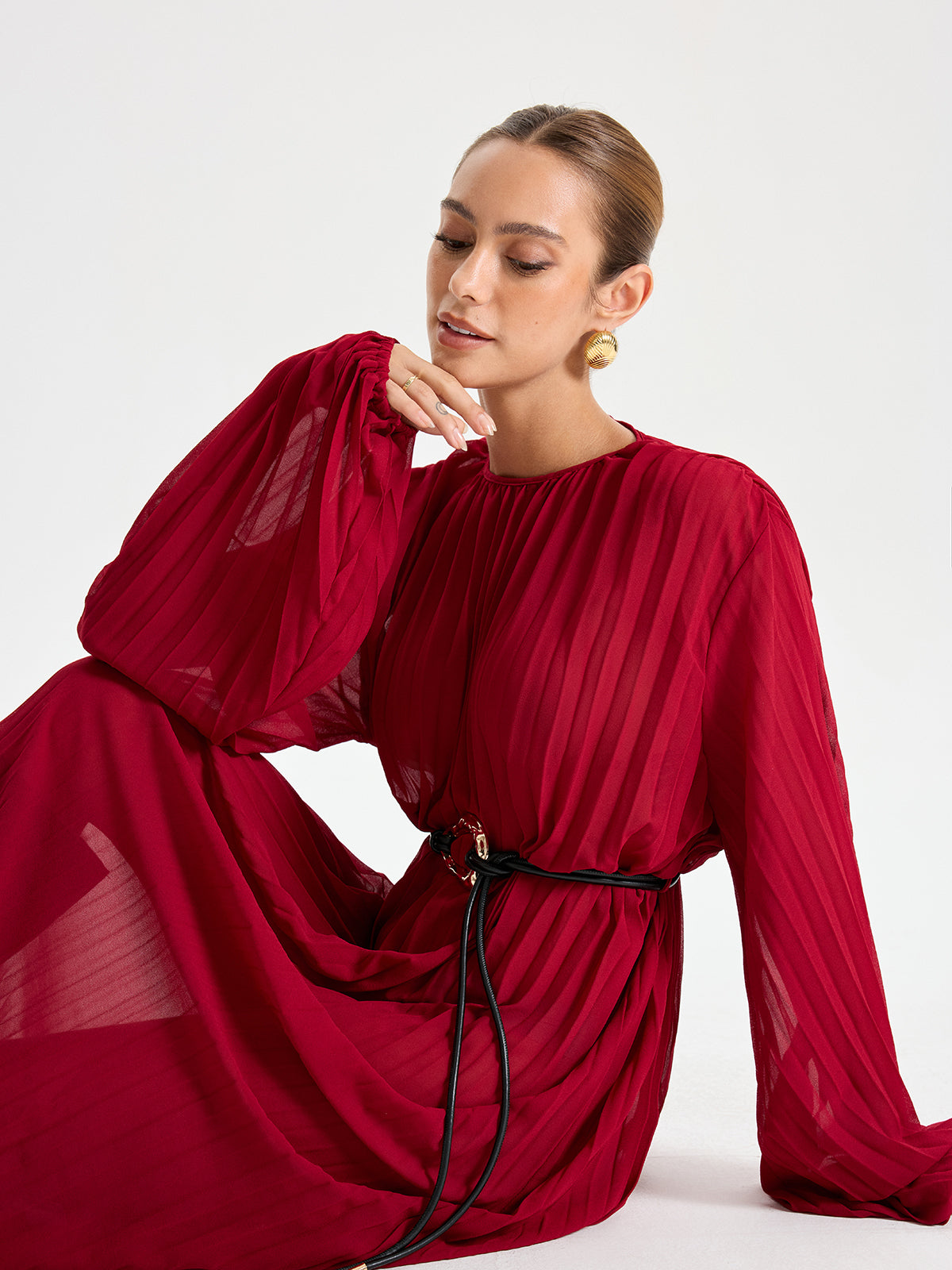 Robe longue plissée 