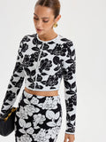 Floral Pattern Crop Cardigan