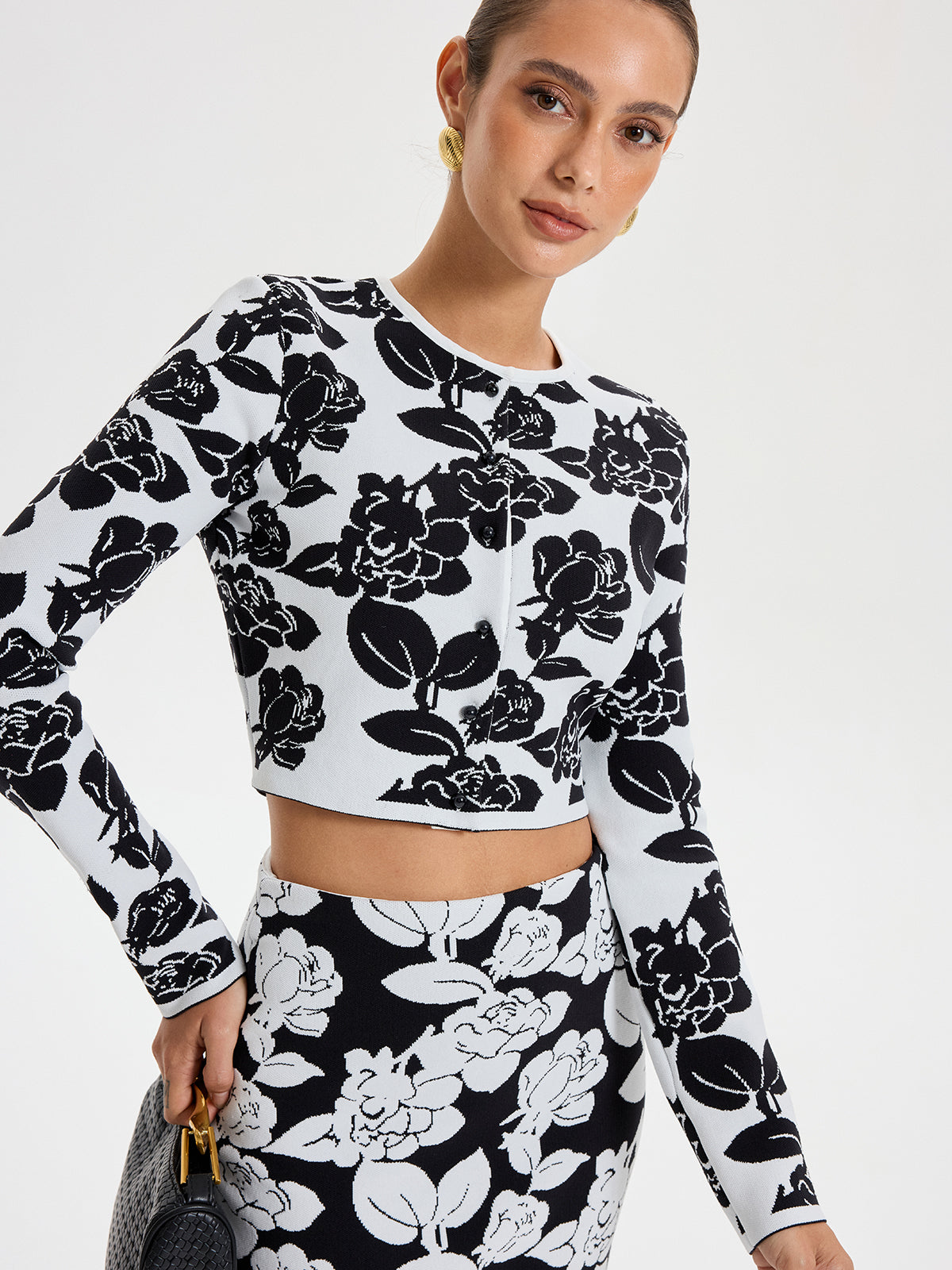 Floral Pattern Crop Cardigan