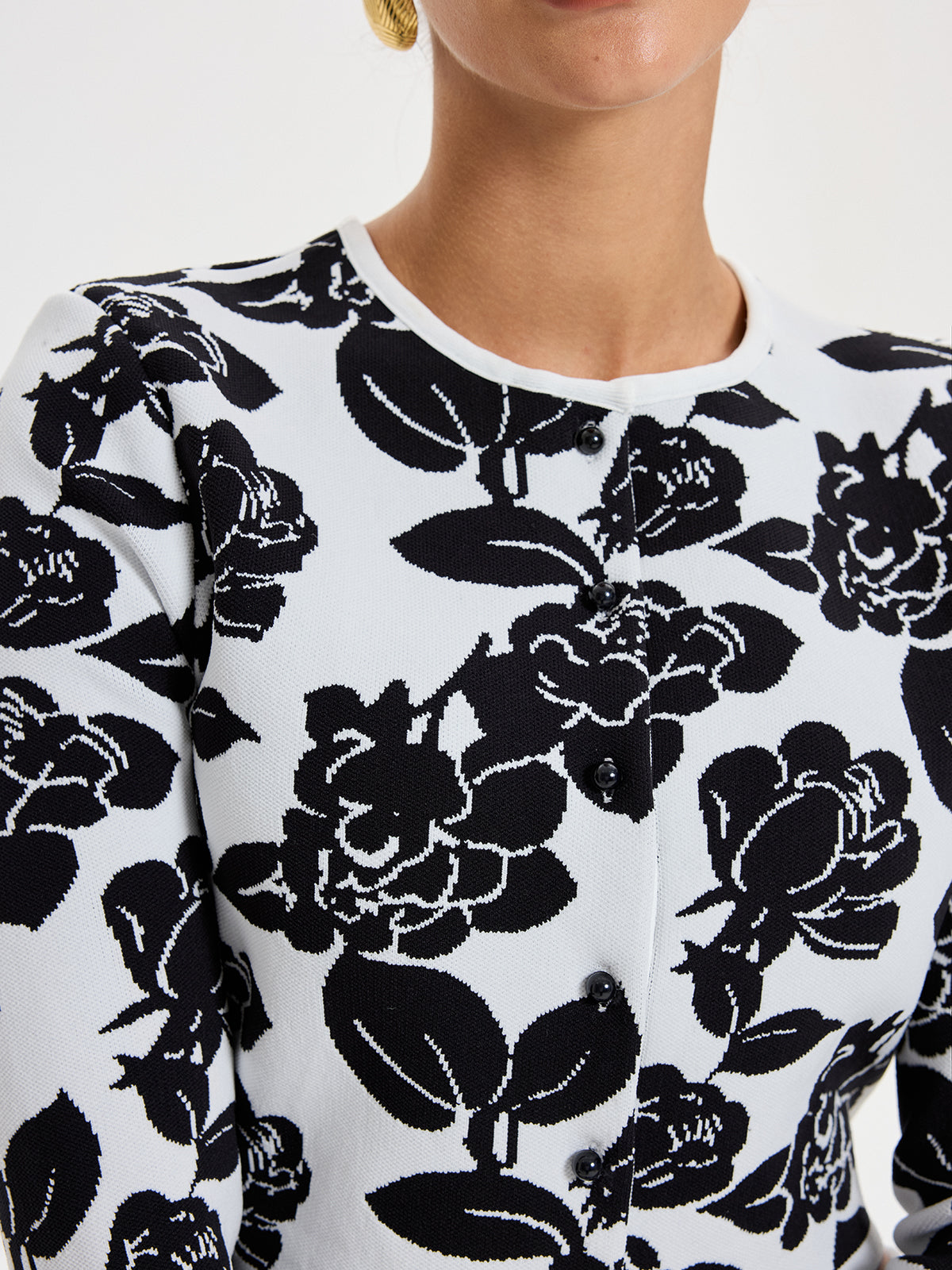 Floral Pattern Crop Cardigan