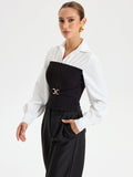 Langarmshirt mit Kontrastrippen und Paneelen